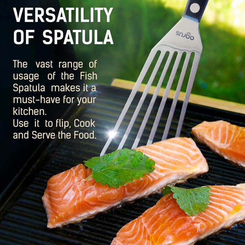 AGRUS Fish Spatula Stainless Steel, Size 11 inch, Blade 6.5 inch, Plastic Handle, Flexible Metal, Angled Slotted Turner - Image 5